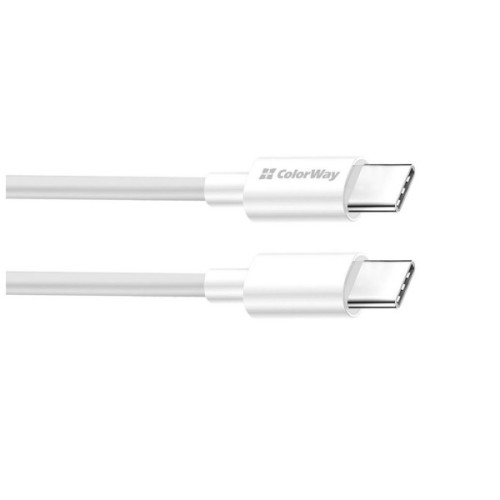 Дата кабель USB-C to USB-C 2.0m 3A 65W white ColorWay (CW-CBPDCC056-WT)