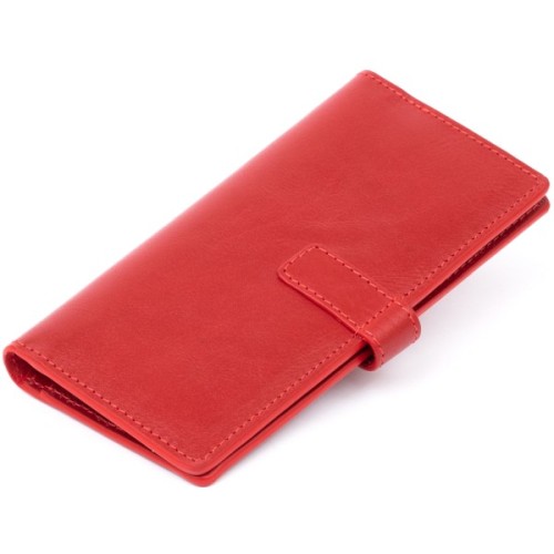 Гаманець Grande Pelle Глянсовий Anet на кнопці Червоний (11325)