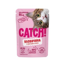 Вологий корм для кішок Catch! з яловичиною та овочами в желе 85 г (4820261921960)