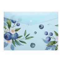 Папка - конверт Buromax А4 на кнопці, BLUEBERRY ARABESKI, напівпрозора, морська хвиля (BM.3943-17)