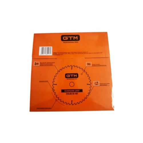 Диск пильний GTM 254×30мм, 40 зубів, по дереву (SBW-25440)