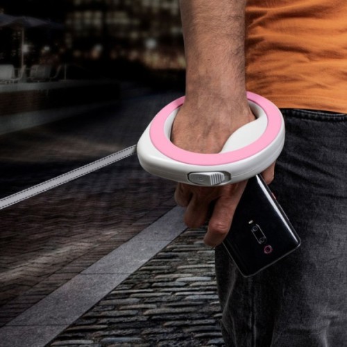 Повідець для собак WAUDOG R-leash світловідбиваюча стрічка XS-M до 40 кг 2.9 м рожевий (81277)