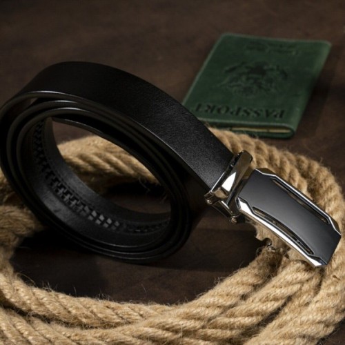 Ремінь Vintage Чоловічий з чорною вставкою на пряжці Чорний (20255)