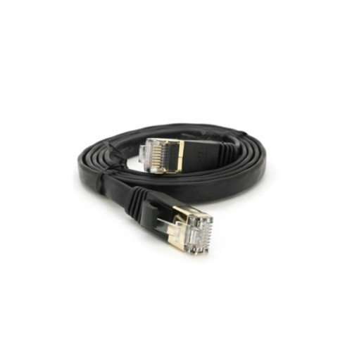 Патч-корд 1м UTP cat.7, CU, RJ45, плоский, black Weepda (PCMF-CU7/1.0Bk)