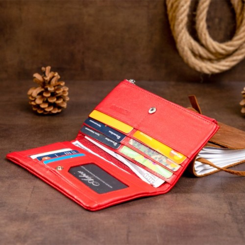 Гаманець ST Leather На кнопці Червоний (19202)