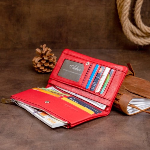 Гаманець ST Leather На кнопці Червоний (19202)