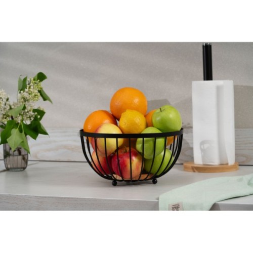 Фруктовниця Ardesto Midori 25х25х13см, метал, дерево, чорний (AR0904B)