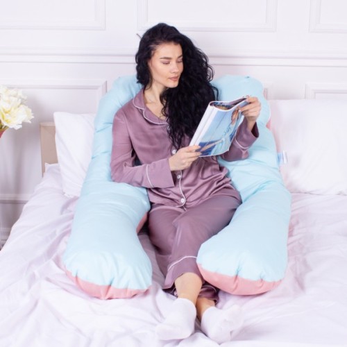 Подушка MirSon для вагітних і відпочинку Eco Line №8016 U-подібна Dusty Rose (2200006178415)