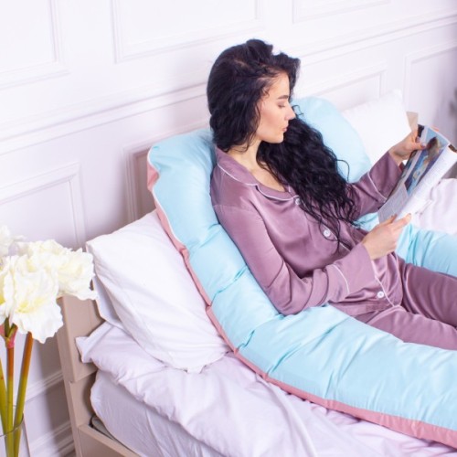 Подушка MirSon для вагітних і відпочинку Eco Line №8016 U-подібна Dusty Rose (2200006178415)