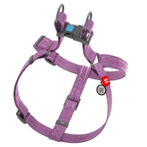 Шлея для собак WAUDOG Re-cotton з QR-паспортом L фіолетова (03339)
