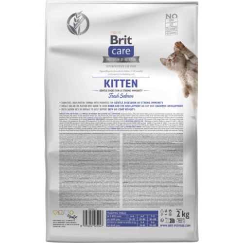 Сухий корм для кішок Brit Care Cat GF Kitten Gentle Digestion Strong Immunity з лососем 2 кг (8595602565047)