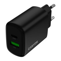 Зарядний пристрій Canyon OnCharge 250 25W 1xPD 1xQC EU Black (CNE-CHA250-31)