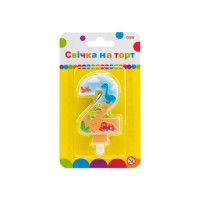 Свічка Maxi двостороння "2" із зображенням динозаврів висотою 7,62 см (MX622099-2)