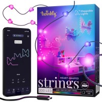 Гірлянда Twinkly Smart LED, Strings USB 200 Heart-shaped RGB LEDs, Green Wire, USB-C 12м (TWKH200RGB-G)