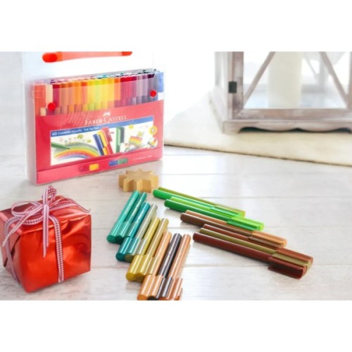 Фломастери Faber-Castell в пластиковій валізці Connector, 60 кольорів (25594)