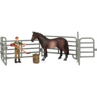 Фігурка Kids Team набір Ферма фермер, темно-гнеда кінь (Q9899-X3_2)