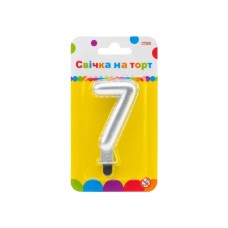 Свічка Maxi срібляста двостороння "7" у вигляді надувної кульки висотою 7,62 см (MX622095S-7)