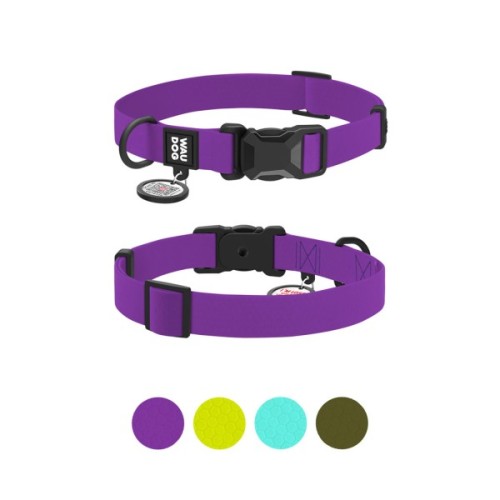 Нашийник для тварин WAUDOG Magnet c QR паспортом, магнітна пряжка-фастекс L фіолетовий (27969)
