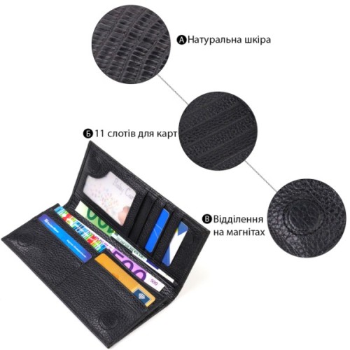 Гаманець Canpellini З натуральної шкіри Чорний (21906)