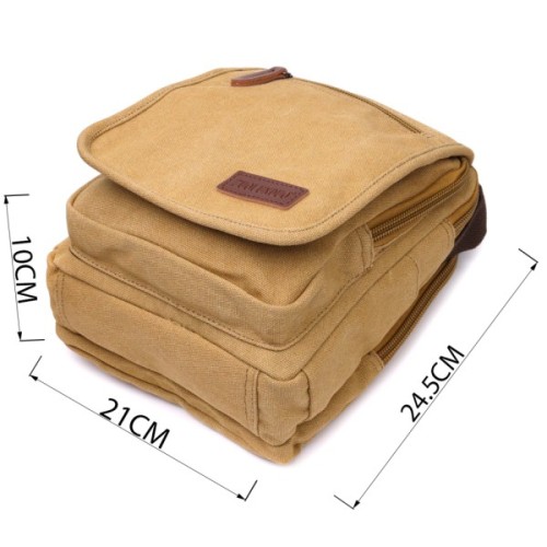 Сумка Vintage На плече з текстилю Пісочна (22229)