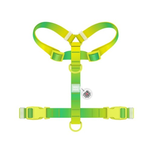 Шлея для собак WAUDOG Nylon Recycled анатомічна H-подібна з QR-паспортом, пластиковий фастекс, L салатова (47535)