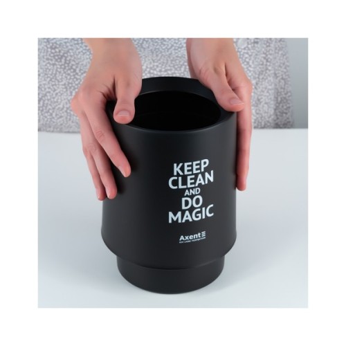 Кошик для паперів Axent Настільний контейнер для сміття, круглий, чорний (2131-01-A)