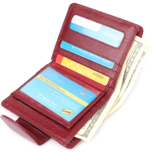 Гаманець ST Leather З натуральної шкіри Бордовий (23071)