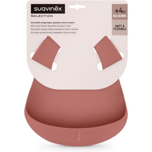 Нагрудничок Suavinex Colour Essence силіконовий, рожевий (402975)