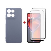Чохол до мобільного телефона Dengos Motorola G15/G15 Power Carbon + glass 2pcs (Grey) (DG-CTG2P-17)