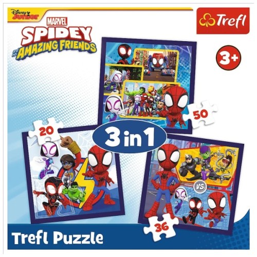 Пазл Trefl Marvel Команда Спайді та динозаври 3 в 1 (5900511348927)