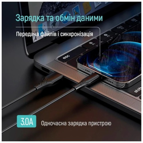 Дата кабель USB 2.0 AM to USB-C 2.0m 3A textured PVC black ColorWay (CW-CBUC095-BK)