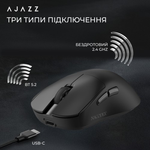 Мишка Ajazz x Nacodex NJ08-MC Wireless/Bluetooth/USB Black (NJ08-MC-B)