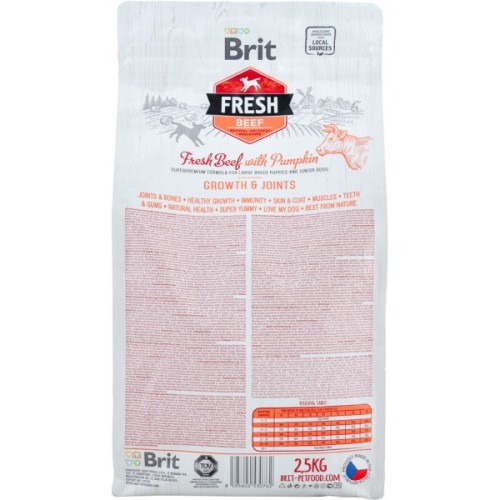 Сухий корм для собак Brit Fresh Beef/Pumpkin Puppy Large 2.5 кг (8595602530762)