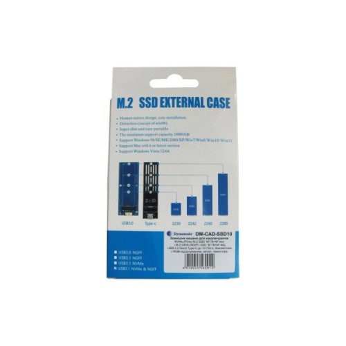 Кишеня зовнішня Dynamode M.2 SSD NVMe/SATA combo USB3.2 GEN2 Type-C aluminium black (DM-CAD-SSD10)