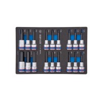 Набір торцевих головок KING TONY торцевих головок 1/2", TORX, HEX, L = 80 мм, в ложемент, 18 шт. (9-4138PRV)