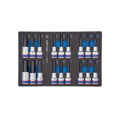 Набір торцевих головок KING TONY торцевих головок 1/2", TORX, HEX, L = 80 мм, в ложемент, 18 шт. (9-4138PRV)