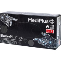 Медичні рукавички MediPlus BlackyPlus Light Нітрилові оглядові нестерильні неприпудрені Чорні Розмір L 100 шт. (6970245754515)