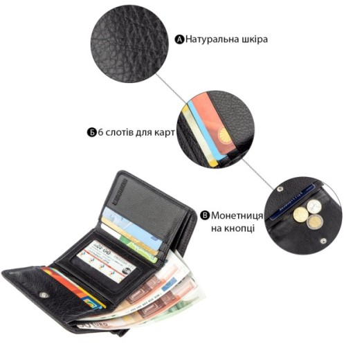 Гаманець ST Leather Зі шкіри Чорний (18886)