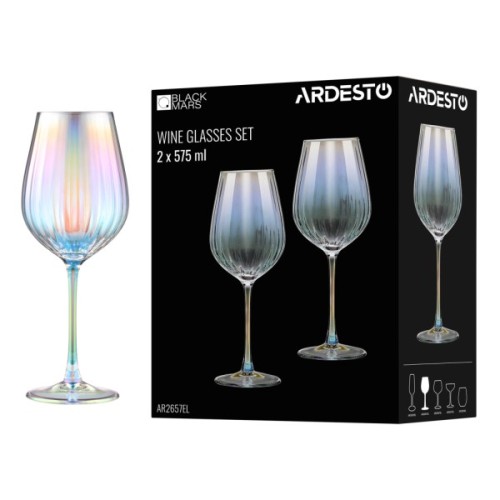 Набір келихів Ardesto Black Mars Zenith 575мл, 2шт, скло, прозорий (AR2657EL)