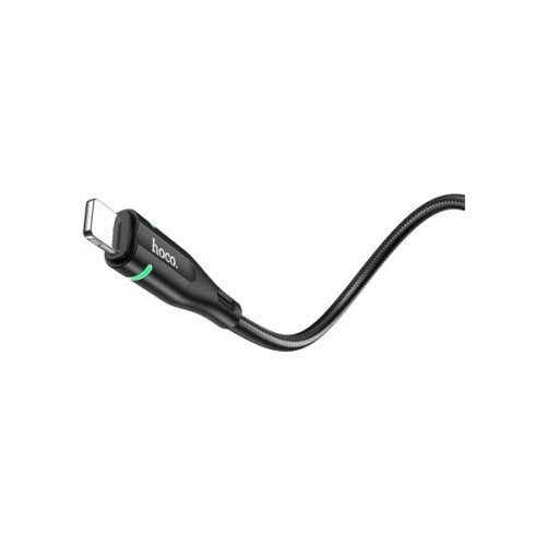 Дата кабель USB 2.0 AM to Lightning 1.2m 2.4A nylon light indicator U93 black HOCO (6931474732132)