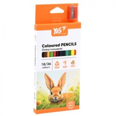 Олівці кольорові Yes Orange Line 18 шт 36 кольорів з точилкою (290752)