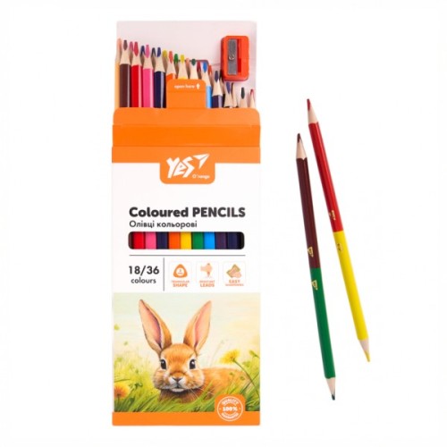 Олівці кольорові Yes Orange Line 18 шт 36 кольорів з точилкою (290752)