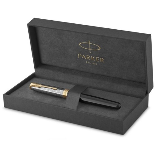 Ручка пір'яна Parker SONNET 17 Metal & Black Lacquer GT  FP18 F (68 111)