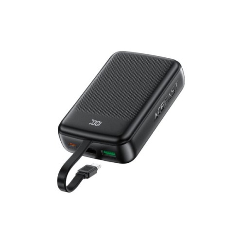 Батарея універсальна Acefast 20000mAh 22,5W PD, QC/3.0 USB-A+USB-C In/Out,build-in cable M14 Black (6974316283966)