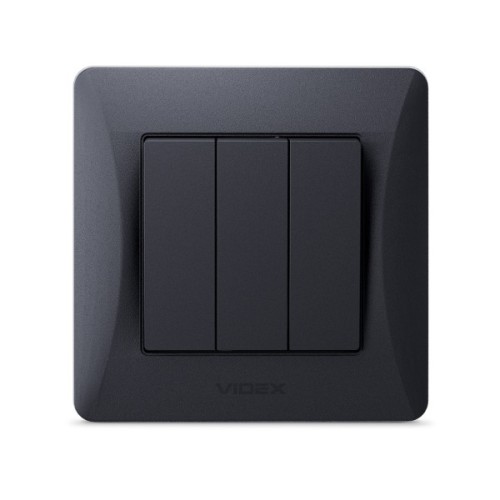 Вимикач Videx BINERA 3кл чорний графіт (VF-BNSW3-BG)