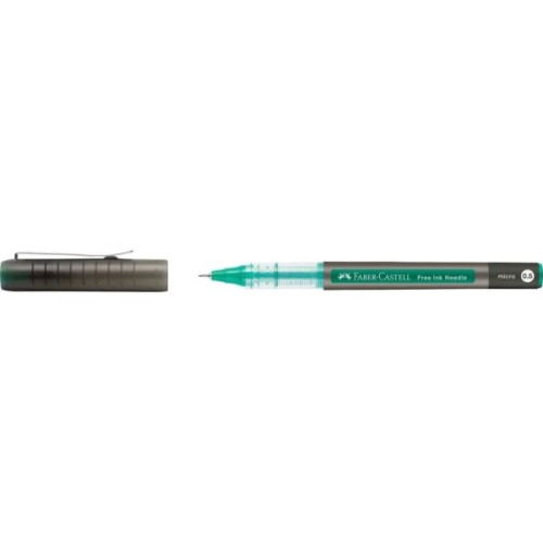 Ролер Faber-Castell Free Ink Needle Micro, колір чорнил зелений, 0,5 мм, одноразова (31404)