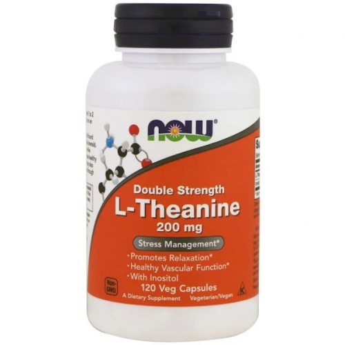 Амінокислота Now Foods L-Теанін, L-Theanine, Double Strength, 200 мг, 120 вегетаріа (NOW-00148)