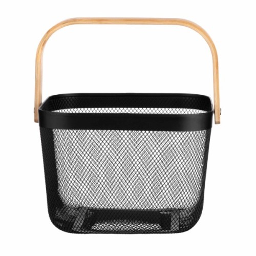 Фруктовниця Ardesto Midori з ручкою 25х24.5х18см, метал, дерево, чорний (AR0901B)