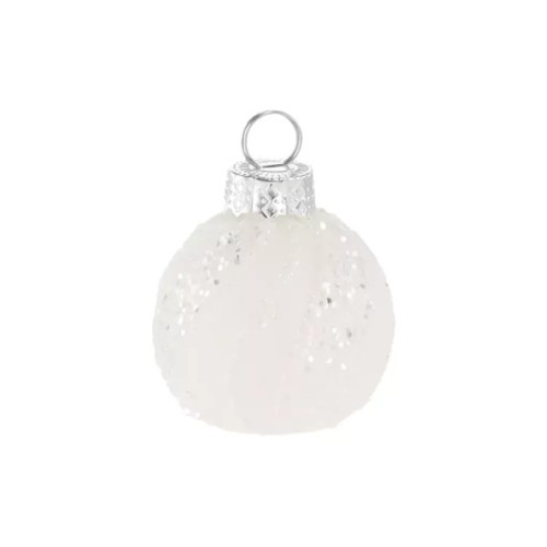 Ялинкова іграшка Chomik скляні кульки 4 см, 6шт, білі з блискітками (5900779855786)
