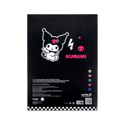 Кольоровий папір Kite А4 неоновий Kuromi (10 аркушів/ 5 кольорів) (HK24-252-2)